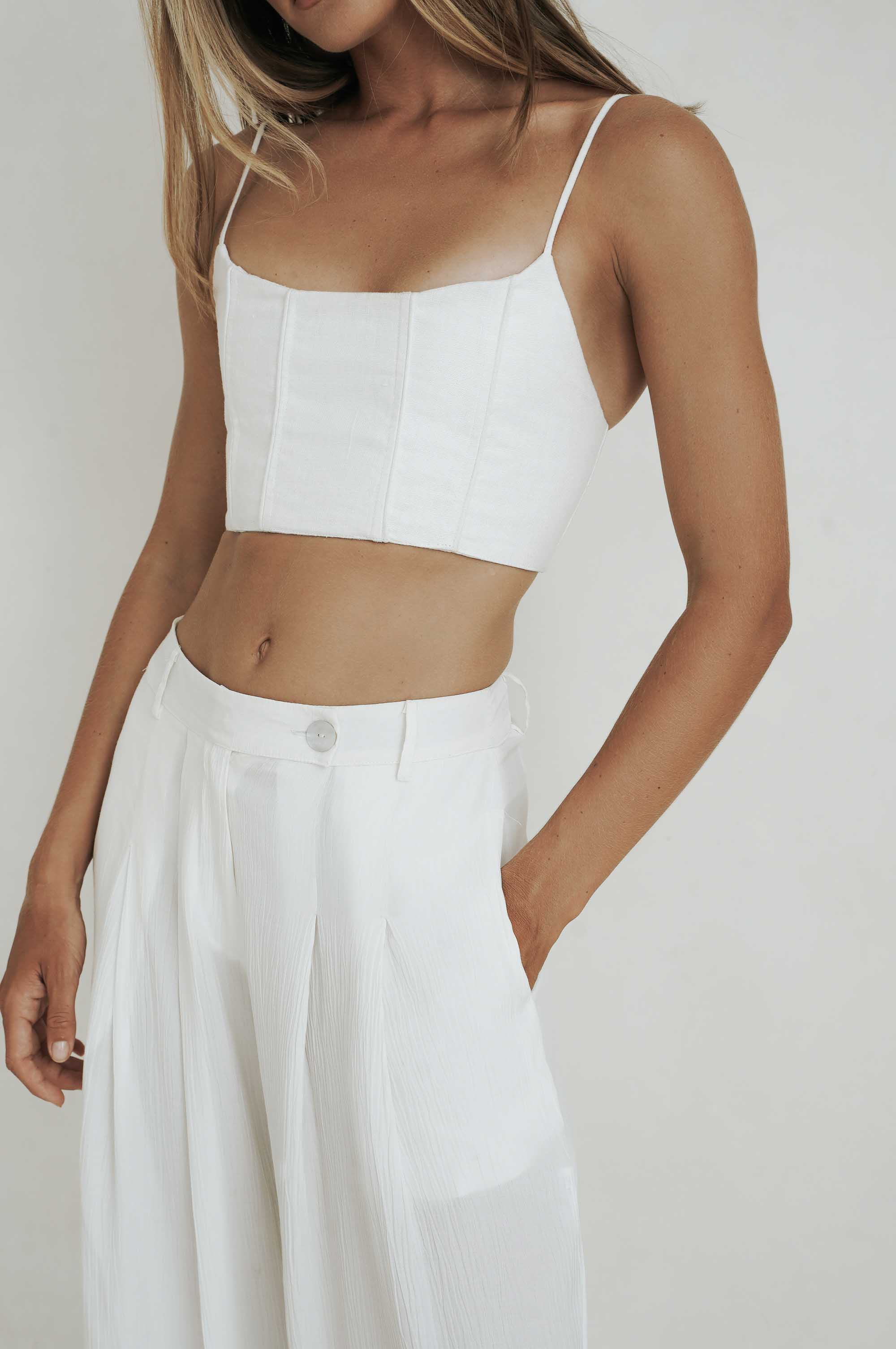 MANON LINEN CROPPED BUSTIER